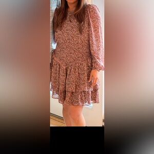 Aqua Floral Long Sleeve Dress